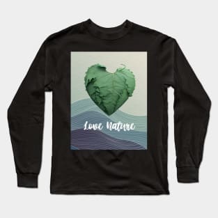 Love Nature No. 1: Green Valentine's Day on a Dark Background Long Sleeve T-Shirt